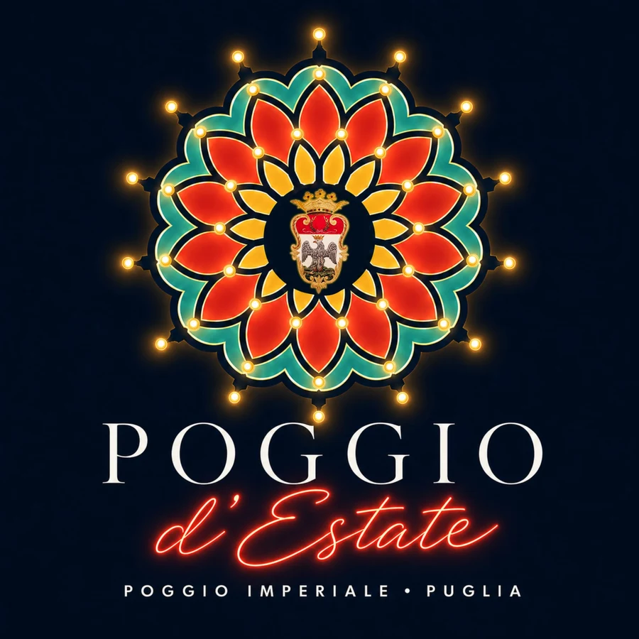 Il nuovo logo di Poggio d'Estate: il rosone luminoso con lo stemma di Poggio Imperiale